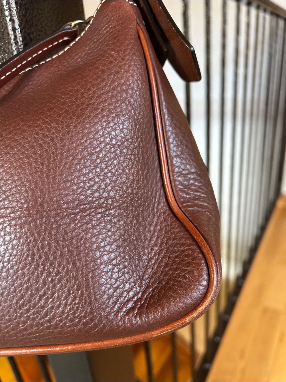 Dooney & Bourke Dark Brown Pebbled Leather Shoulder Bag - Picture 10 of 11